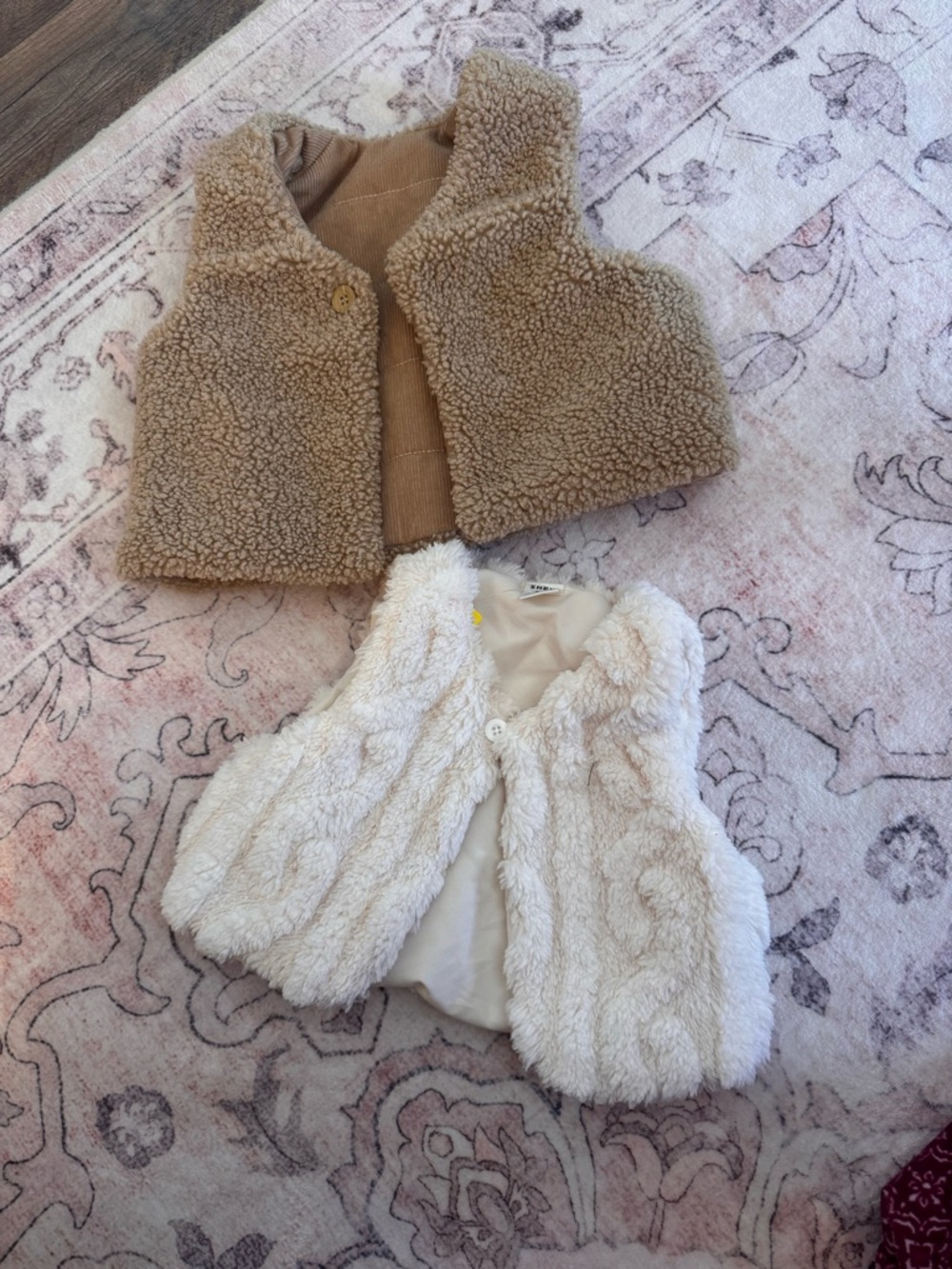 Cozy Kids Faux Shearling Vest - Cream and Camel